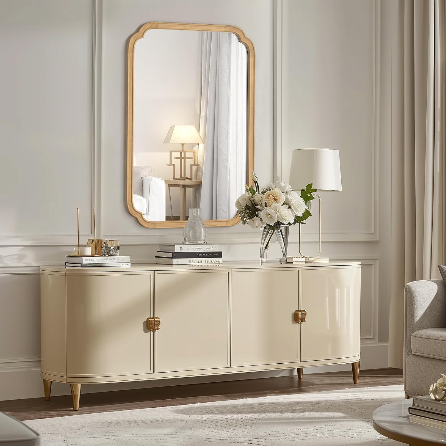 Farmhouse Beige Wall Mirror — 36" - View 5