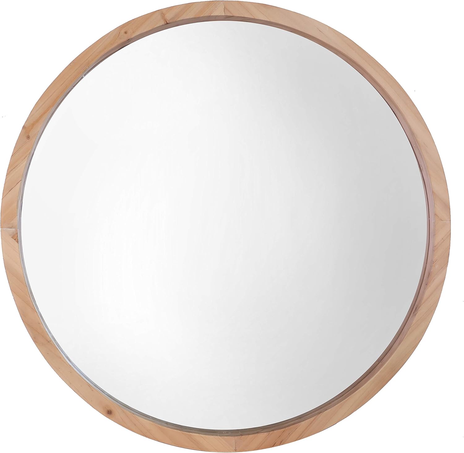 Farmhouse Beige Round Mirror — 22" — Natural Brown