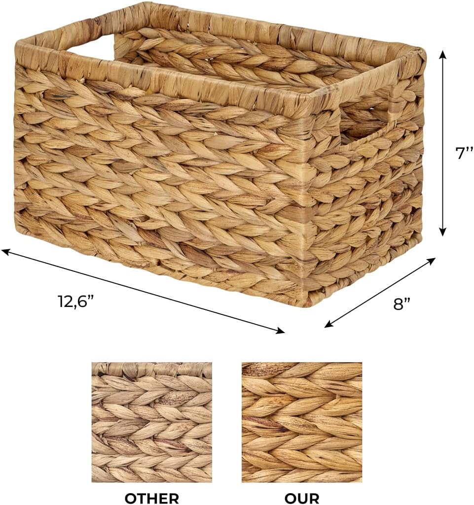 Rectangular Boho Rattan Storage Basket — Set of 6 - View 2