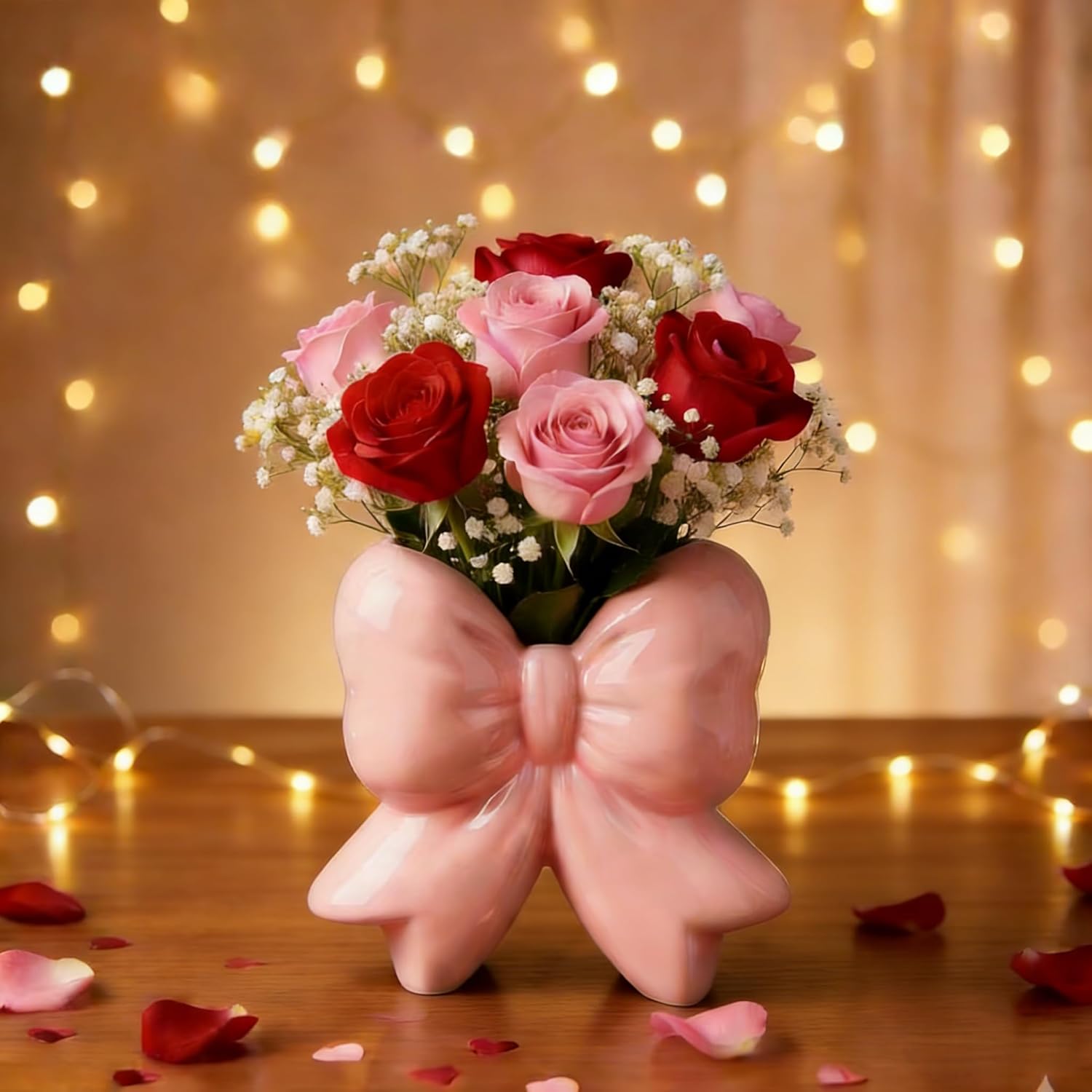 Boho Beige Flower Vase — 3" — Pink-1