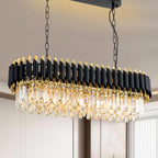 Round Luxe Black Chandelier — 24" — Black-Gold