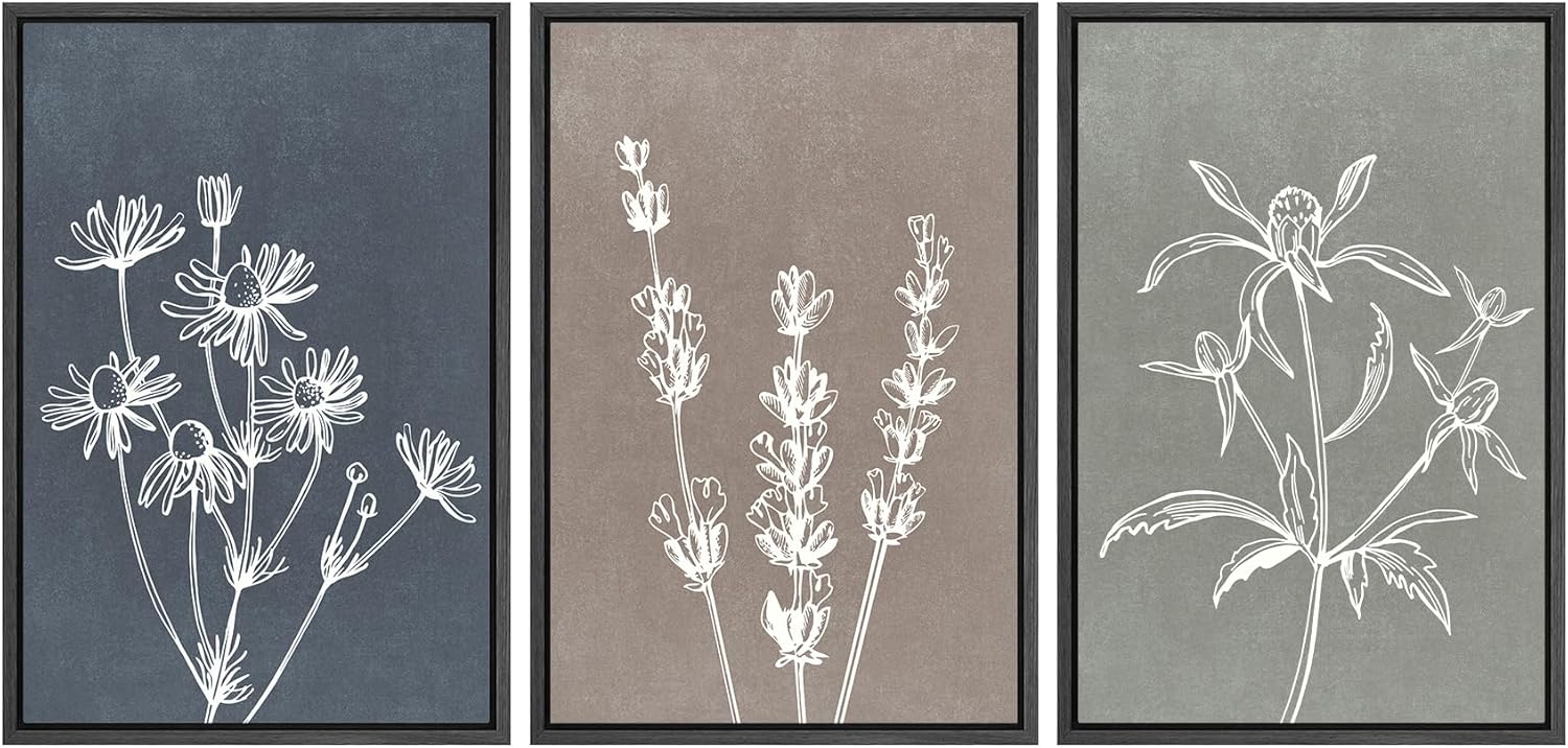 Framed Modern Fabric Wall Art — 24" — 16"x24"x3 Panels Black