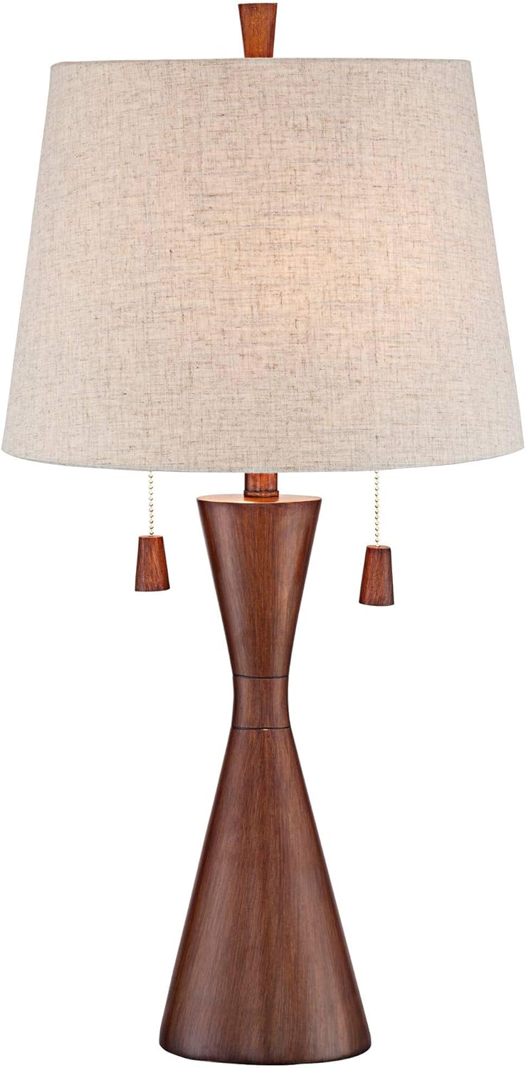 Mid-Century Wood Table Lamp — 28.75" — Single