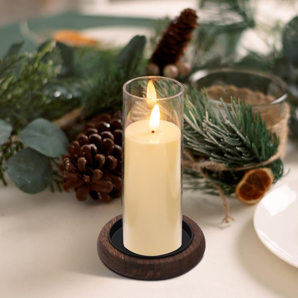 Round Farmhouse Brown Pillar Candle - View 2
