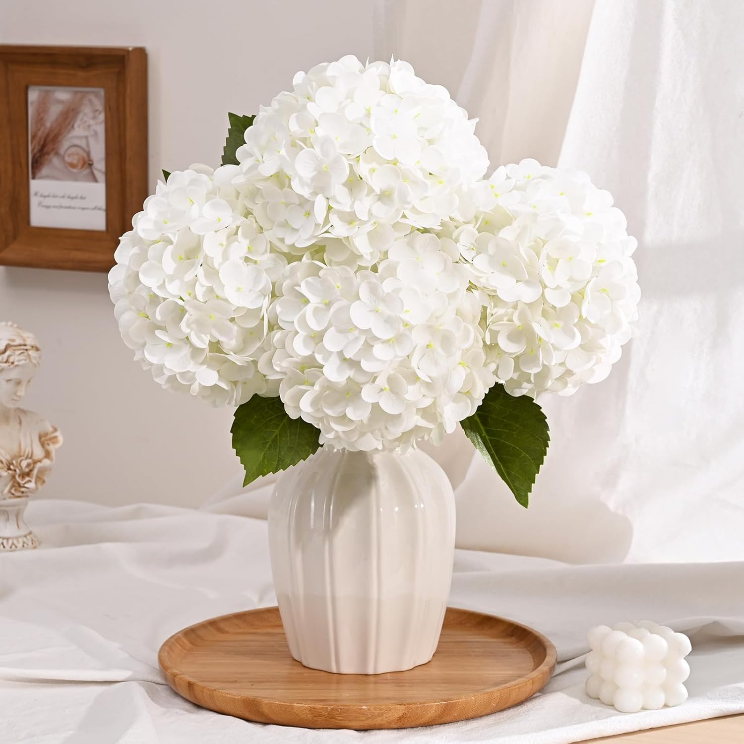Blue Artificial Flowers — 19.6" — White