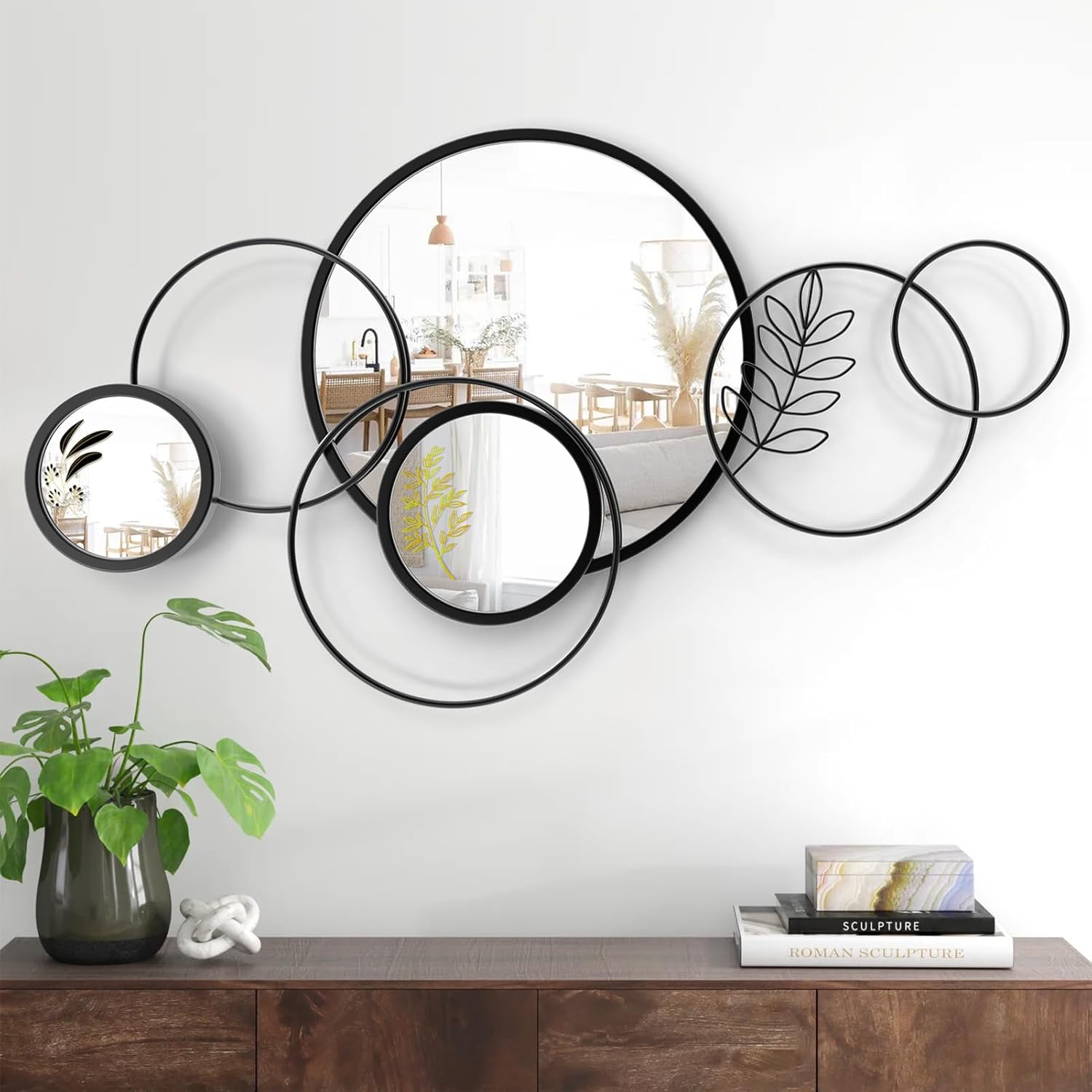 Round Metal Wall Mirror — 45" — 45"L x 25.5"W