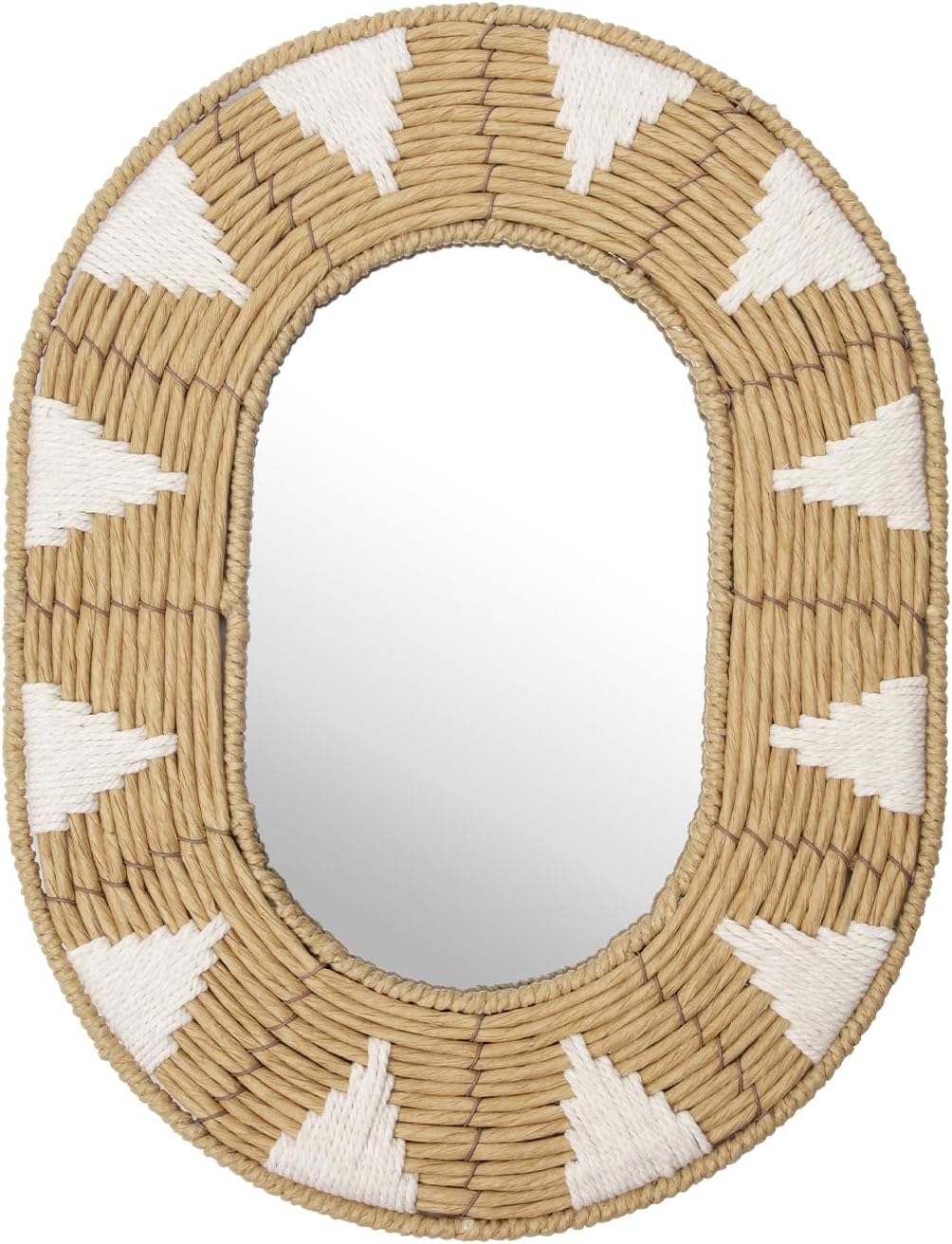 Round Beige Wall Mirror — Set of 3 — Brown and White