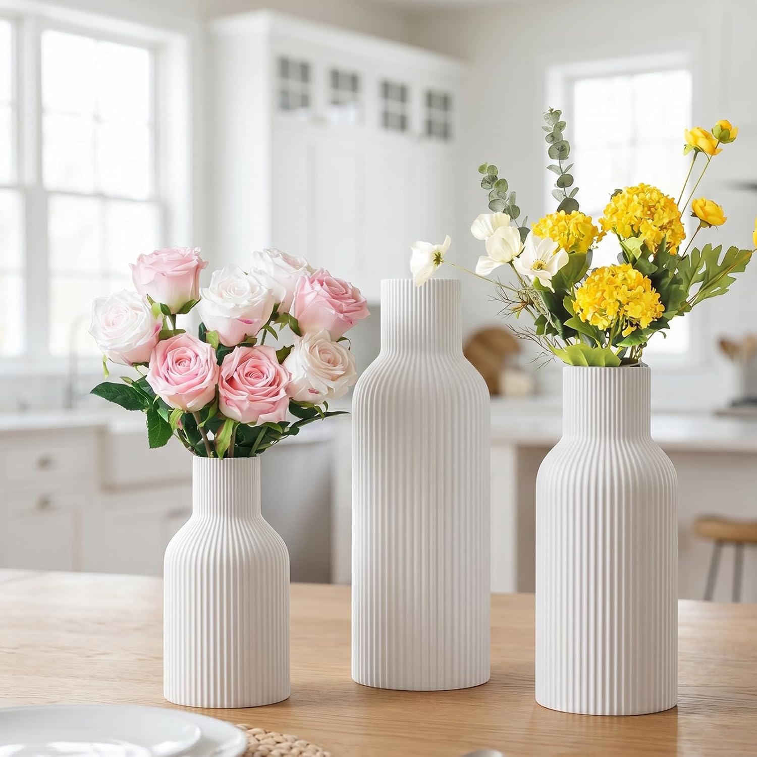 Modern Beige Flower Vase — Set of 3 - View 3