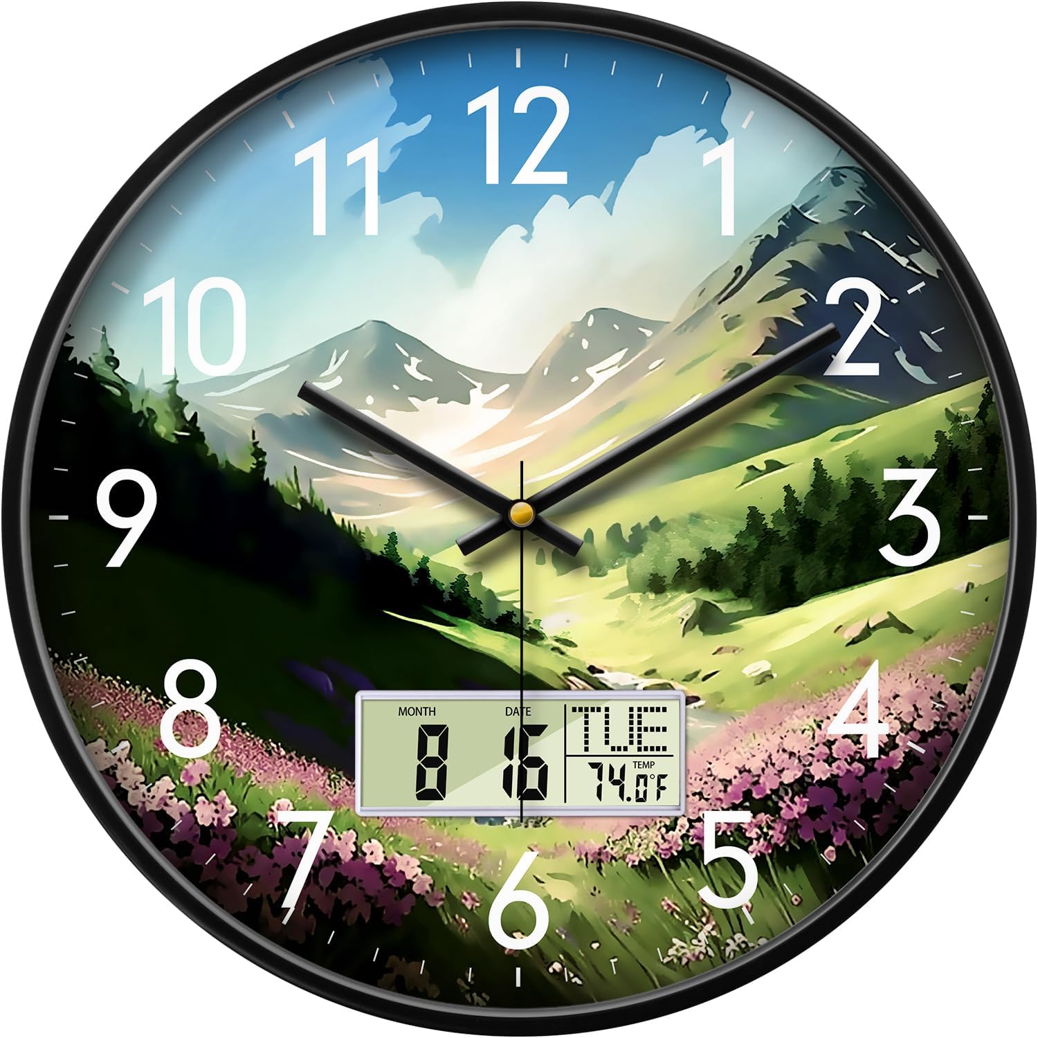 Battery Operated Farmhouse Beige Wall Clock — 12" — Pink