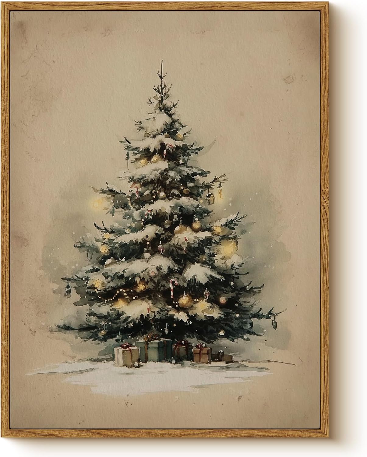 Framed Farmhouse White Wall Art — 16" — Christmas tree