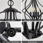 Modern Black Chandelier — 4-Light - View 7