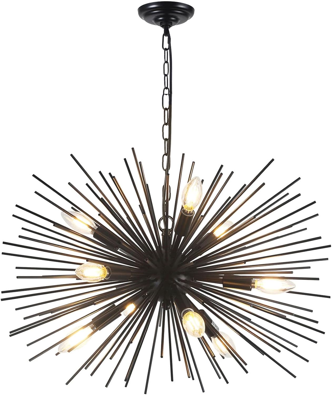 Modern Black Chandelier — 4-Light — Black 24" 9-Light