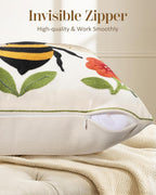 Embroidered Boho Fabric Throw Pillow Cover — 18" - View 3