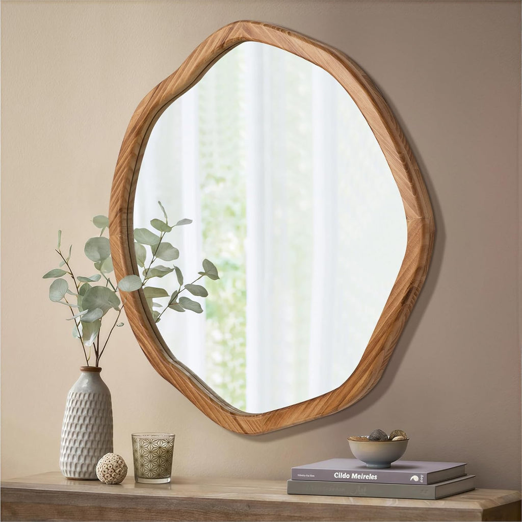 Round Farmhouse Brown Wall Mirror — 30" - View 5