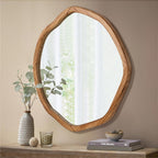 Round Farmhouse Brown Wall Mirror — 30" - View 5