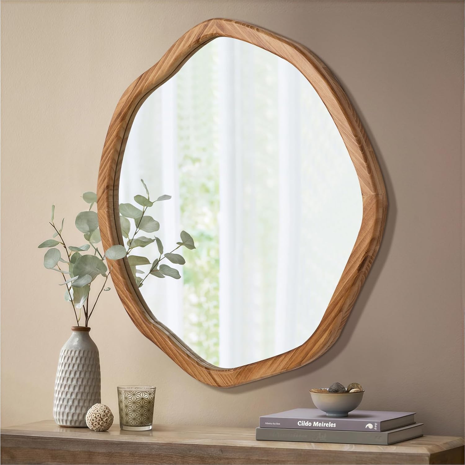Round Farmhouse Brown Wall Mirror — 30" - View 5
