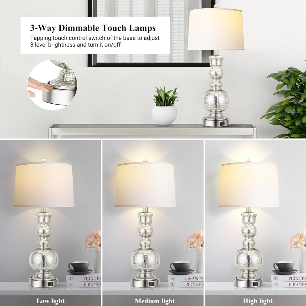 Dimmable Modern Grey Table Lamp — Set of 2 - View 2