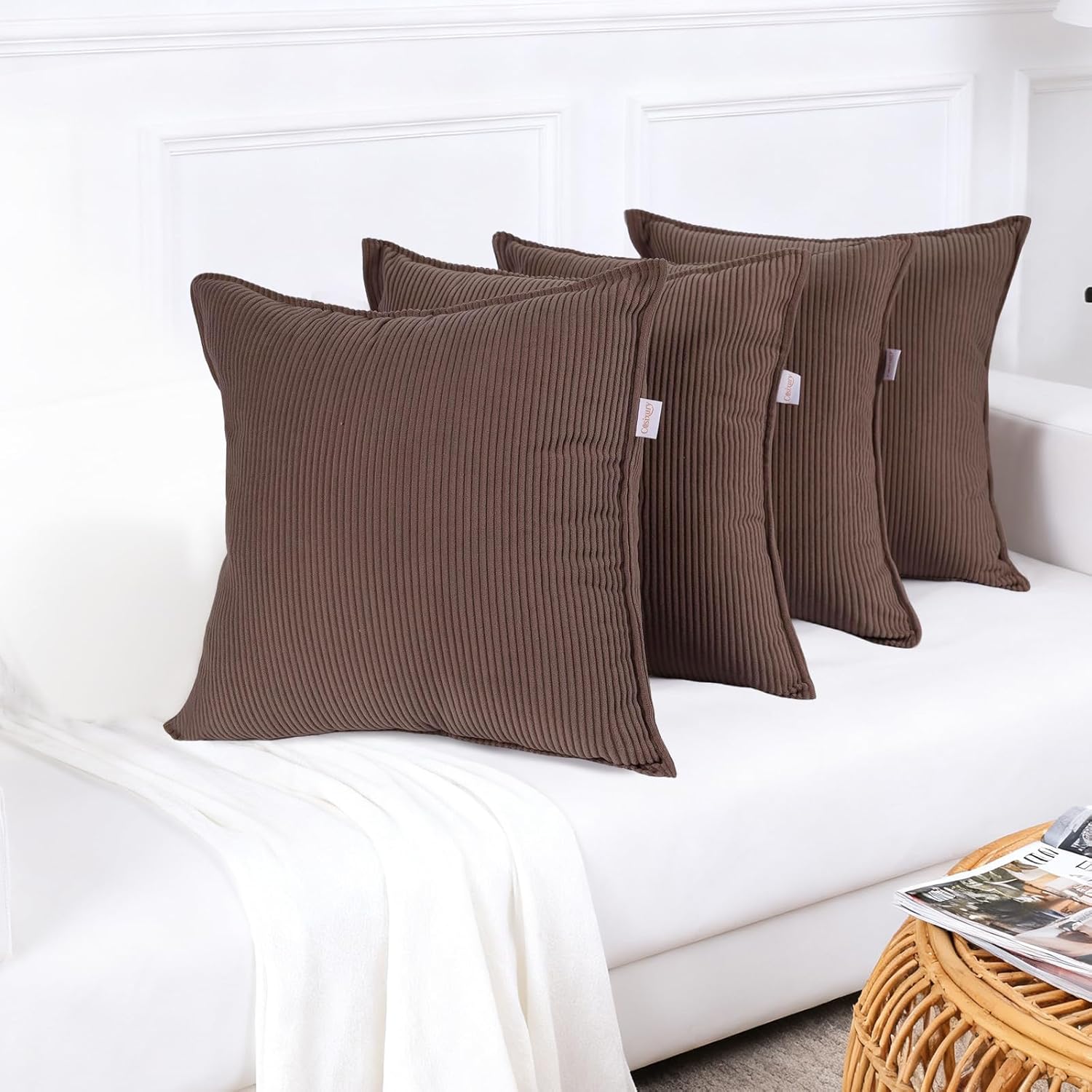 Boho Beige Throw Pillow Cover — 18" — Khaki Brown