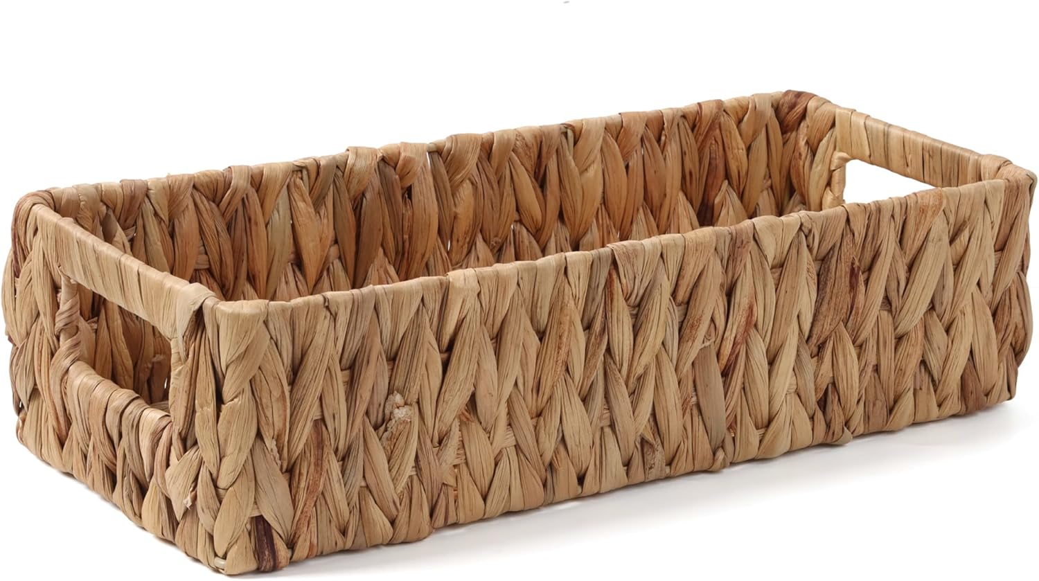 Rectangular Boho Beige Storage Bin — 14.5" — Natural
