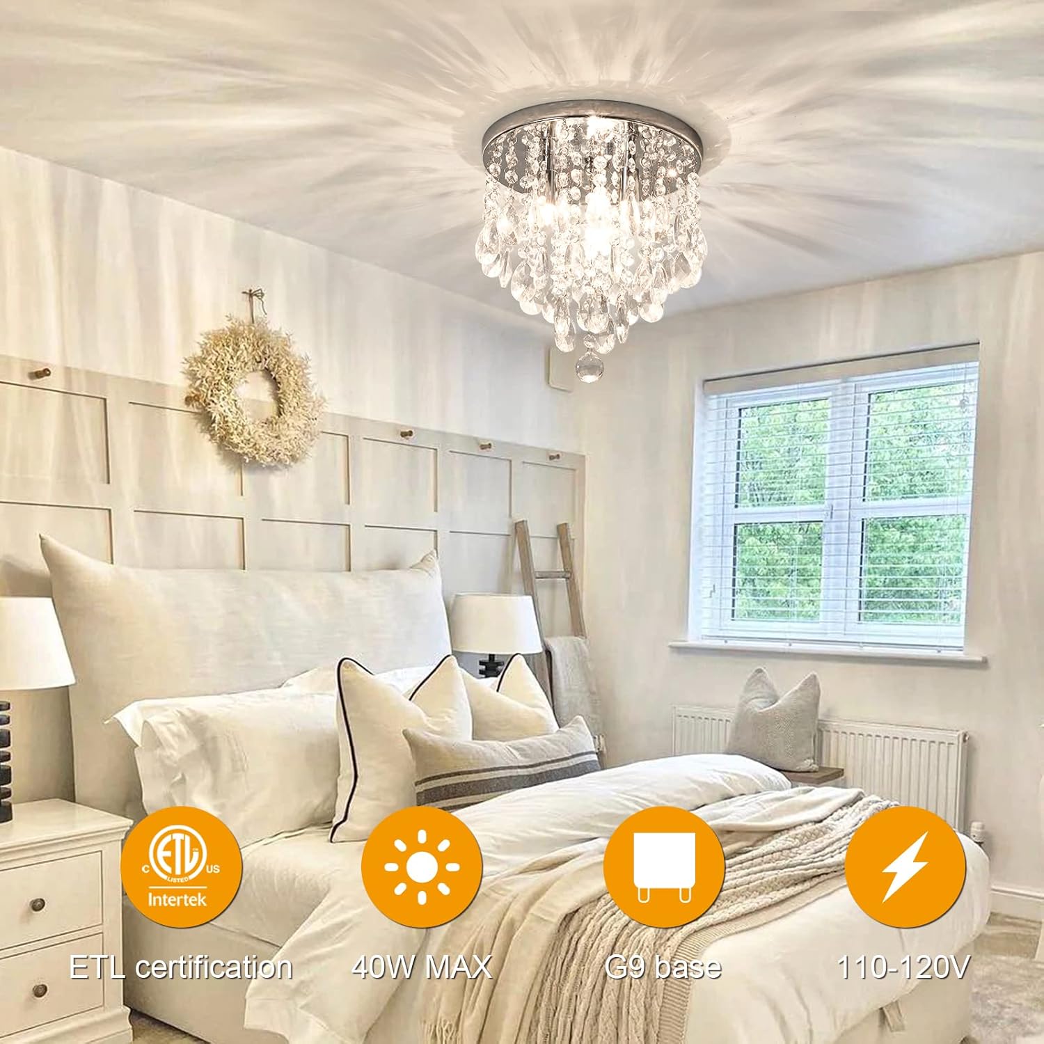 Luxe Glass Chandelier — 3-Light - View 3
