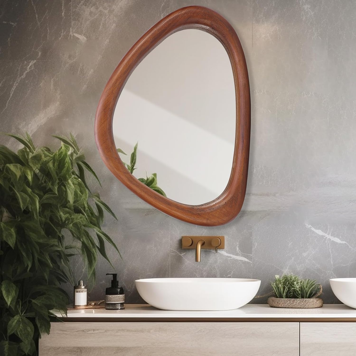 Black Wall Mirror — 15" — Black Walnut