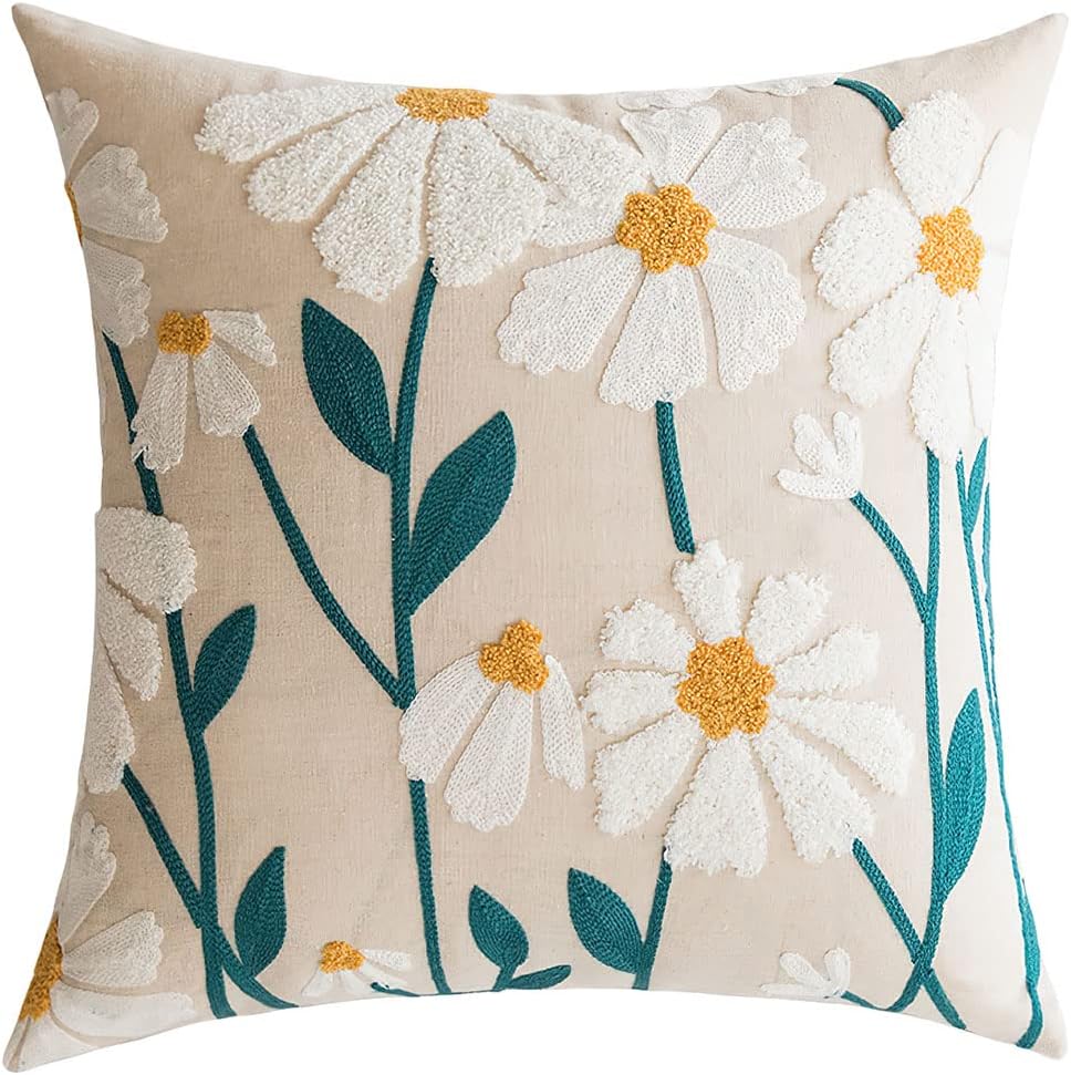 Tufted Boho Green Throw Pillow Cover — 18" — 18" x 18" (Pack of 1)