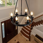 Adjustable Farmhouse Black Chandelier — 6-Light - View 5