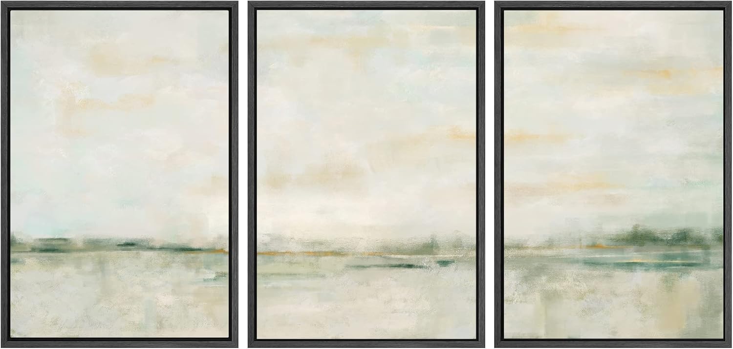 Framed Farmhouse Fabric Wall Art — 24" — 24"x36"x3 Panels Black