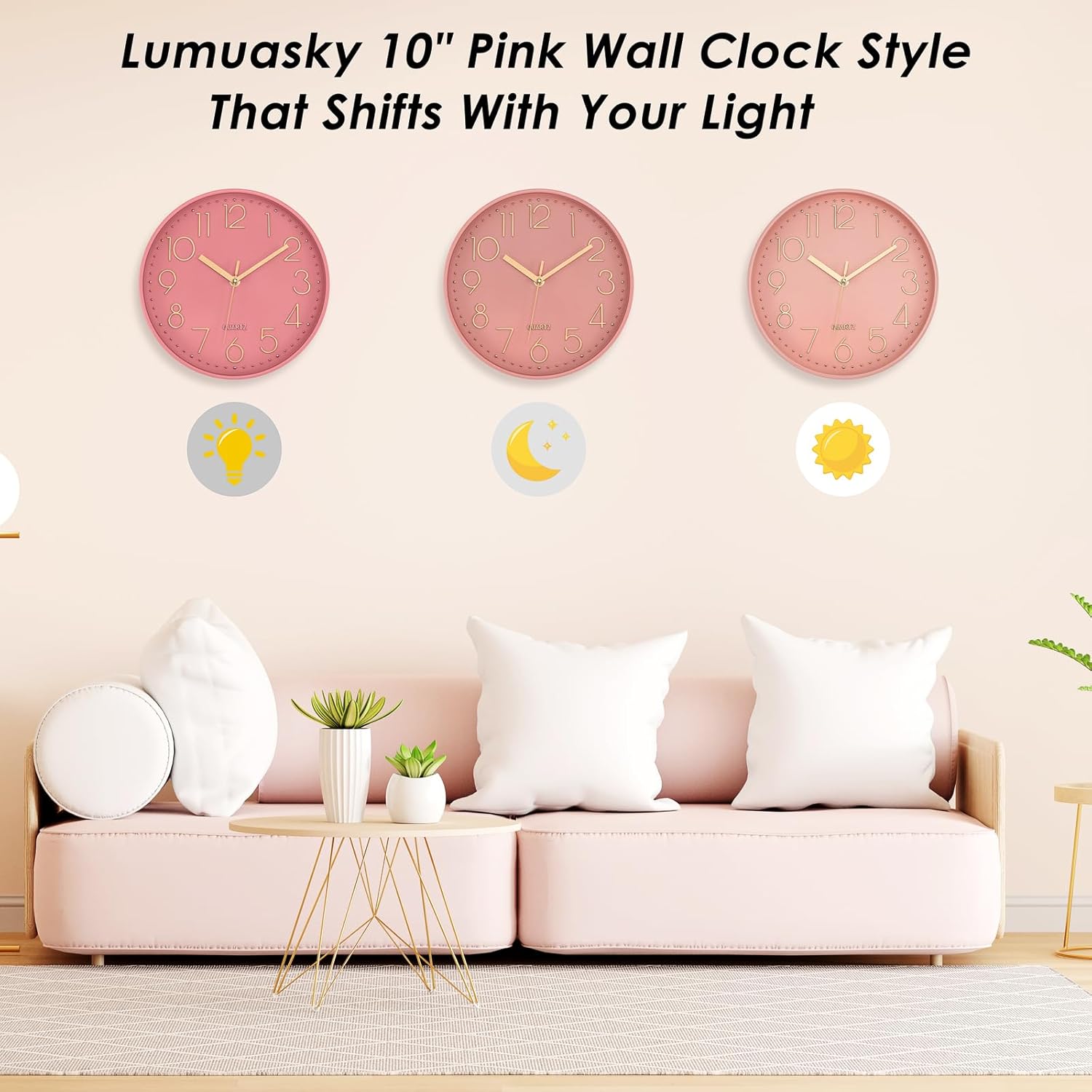 Battery Operated Luxe Gold Wall Clock — 10" - View 3