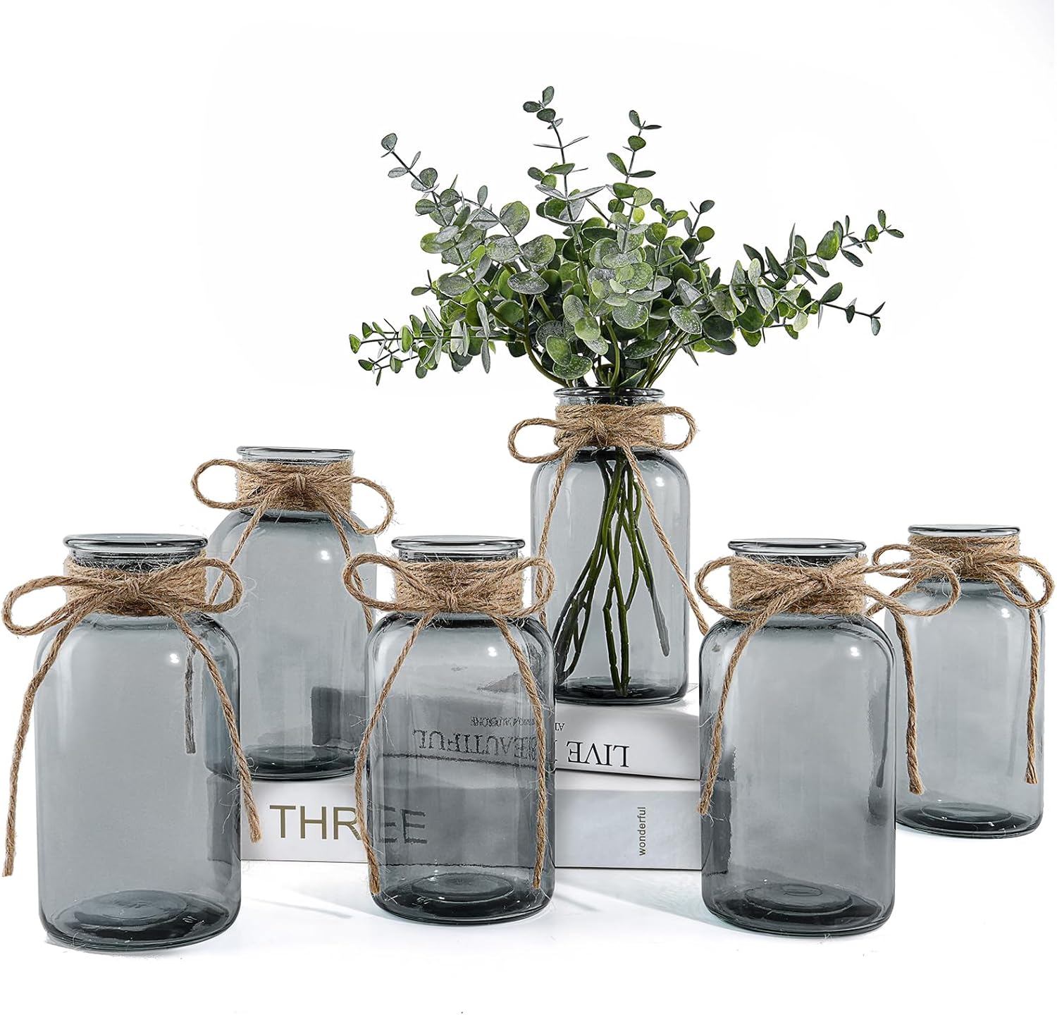 Vintage Farmhouse Grey Vase — Set of 3 — Gray