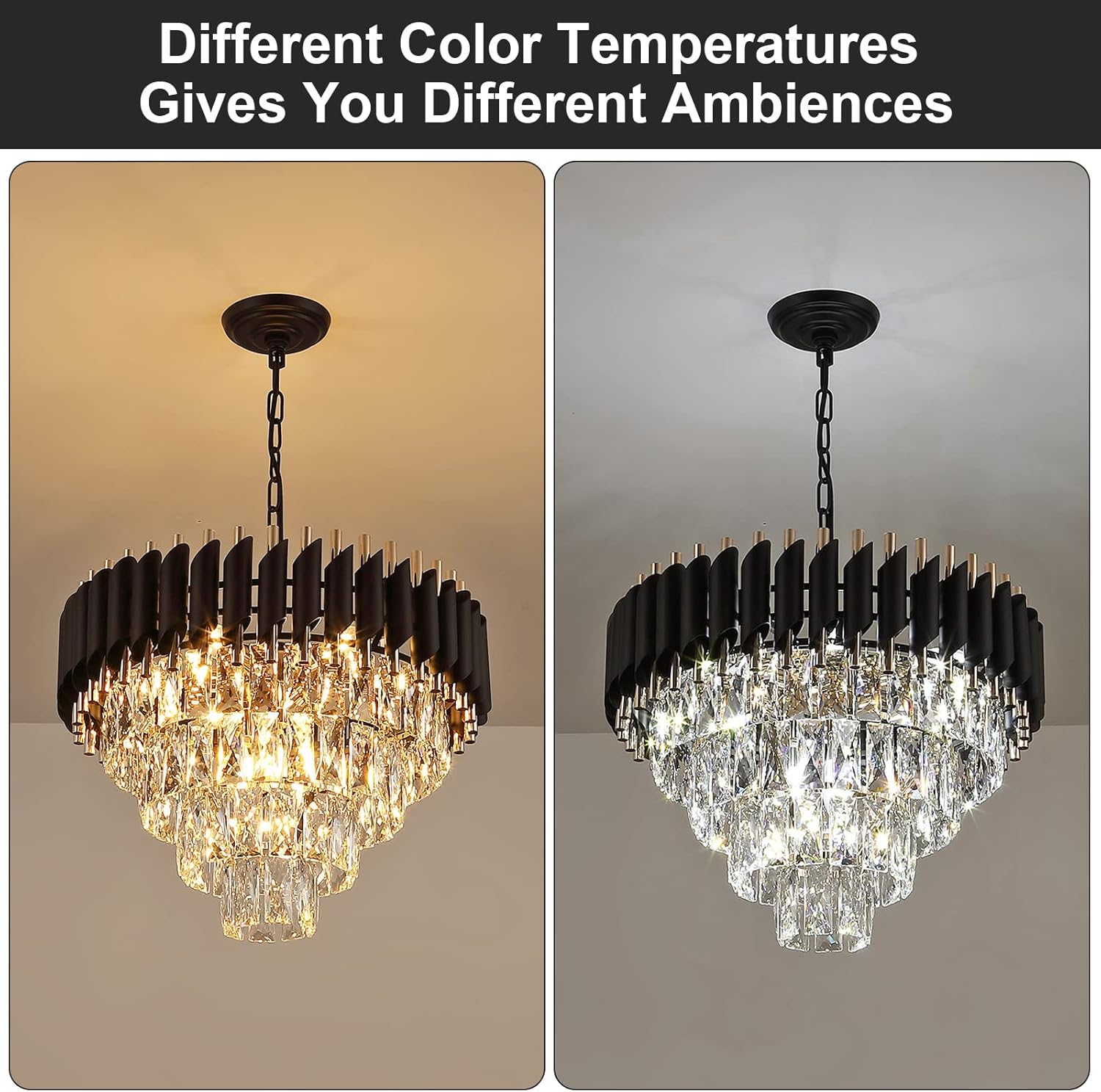 Luxe Black Chandelier — 20" - View 5