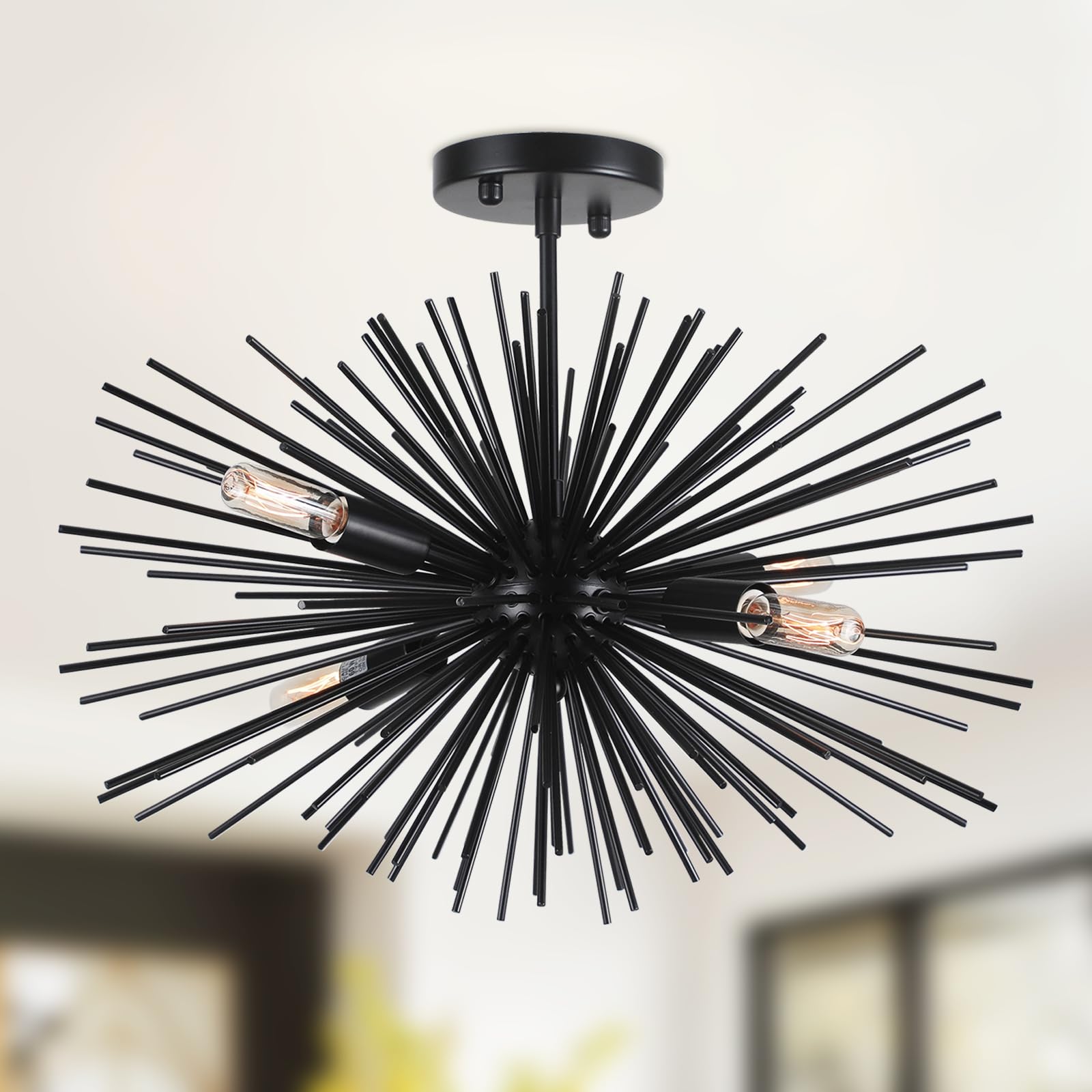 Modern Black Chandelier — 4-Light