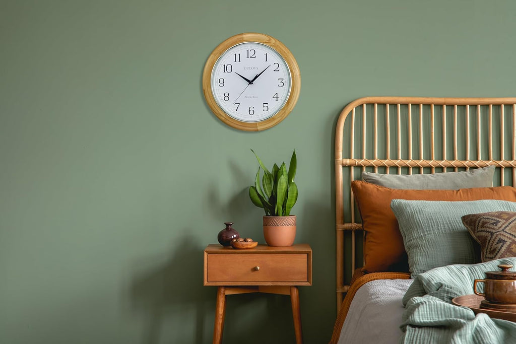 Battery Operated Mid-Century Wood Wall Clock - View 8