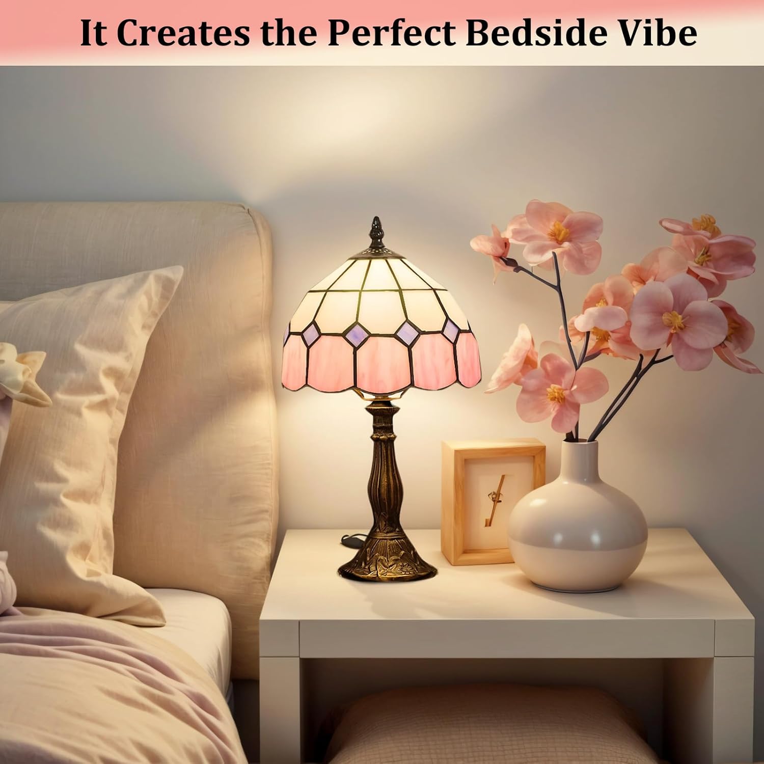 Vintage Blue Bedside Lamp — 8" - View 2