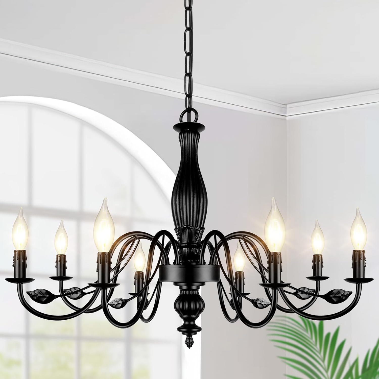 Farmhouse Black Chandelier — 6-Light — Black