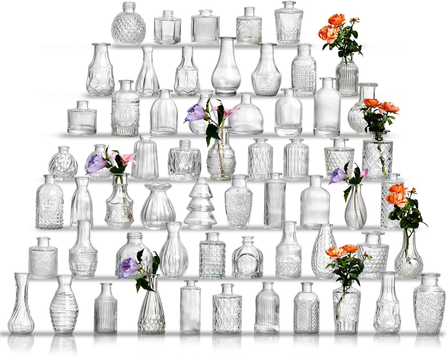 Vintage Luxe Blue Vase Set — Set of 20 — 60 Pcs