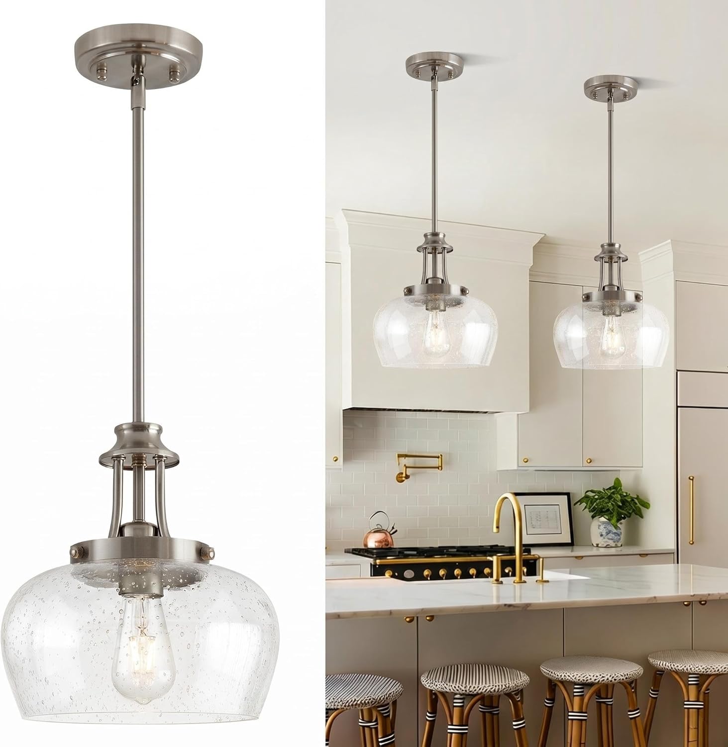 Modern Black Pendant Light — 10" — 1 Pack-Nickel-10"(Easy to Install)
