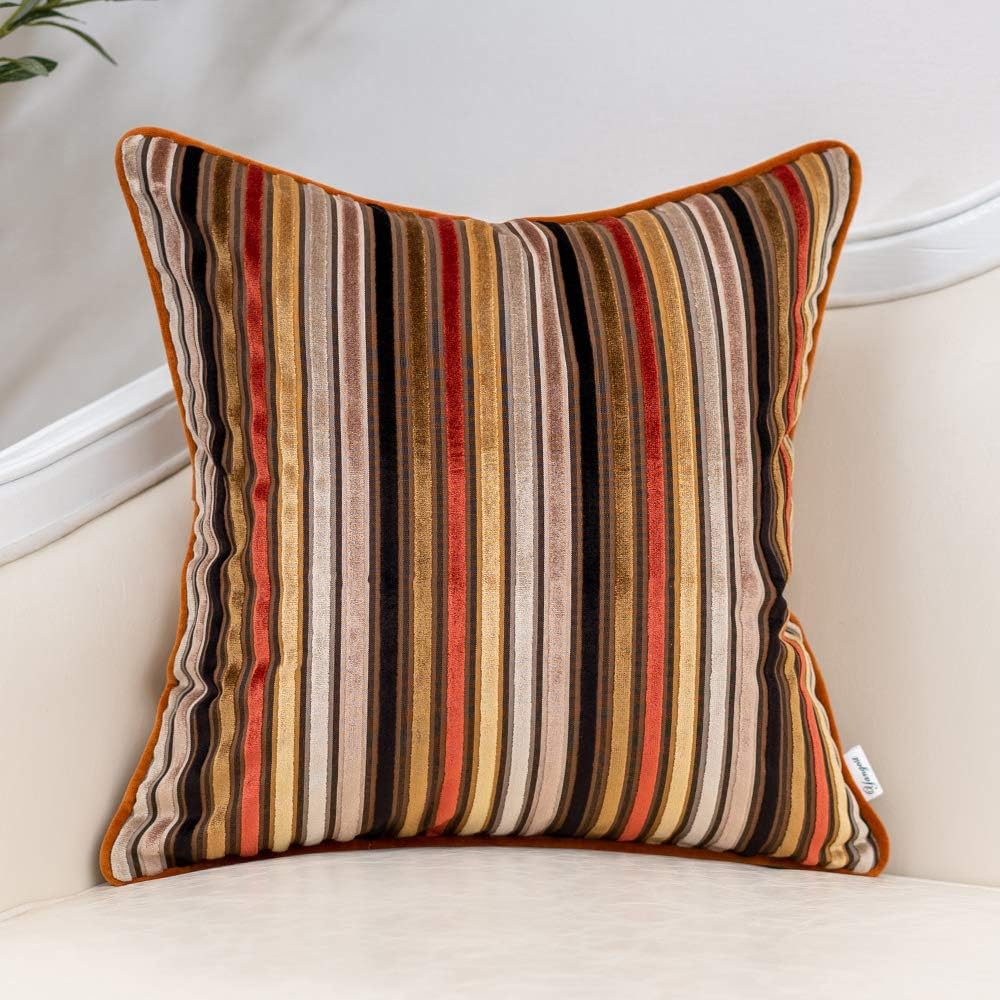 Velvet Boho Beige Throw Pillow Cover — 20" — Orange