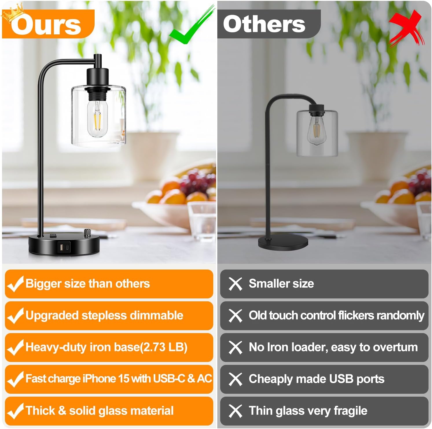 Dimmable Modern Black Desk Lamp - View 2