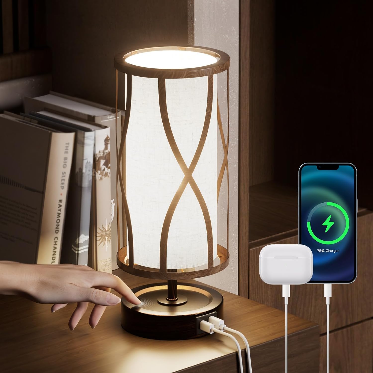 Dimmable Mid-Century Glass Table Lamp — Farmhouse Table Lamp