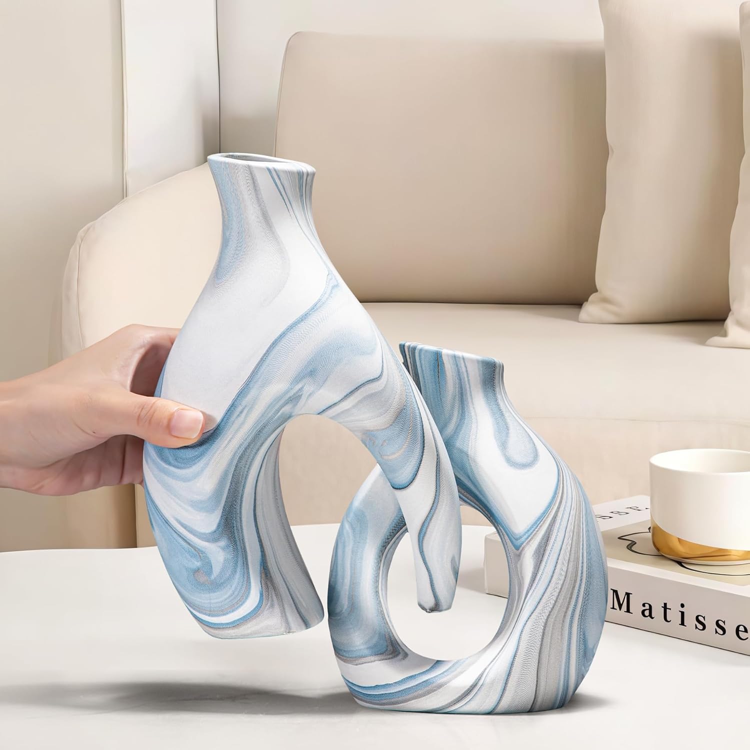 Boho Blue Vase — Set of 2 - View 4