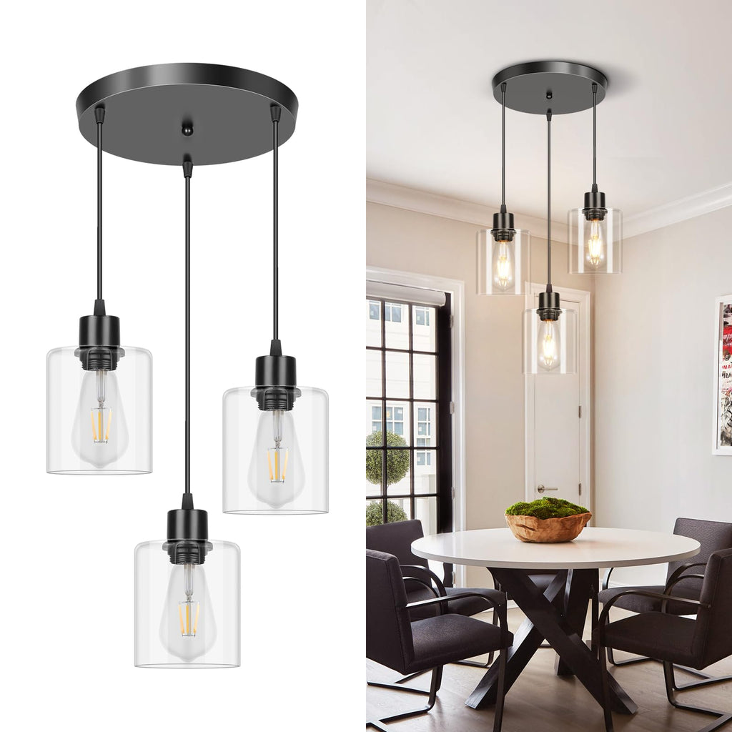 Modern Black Pendant Light — 3-Light