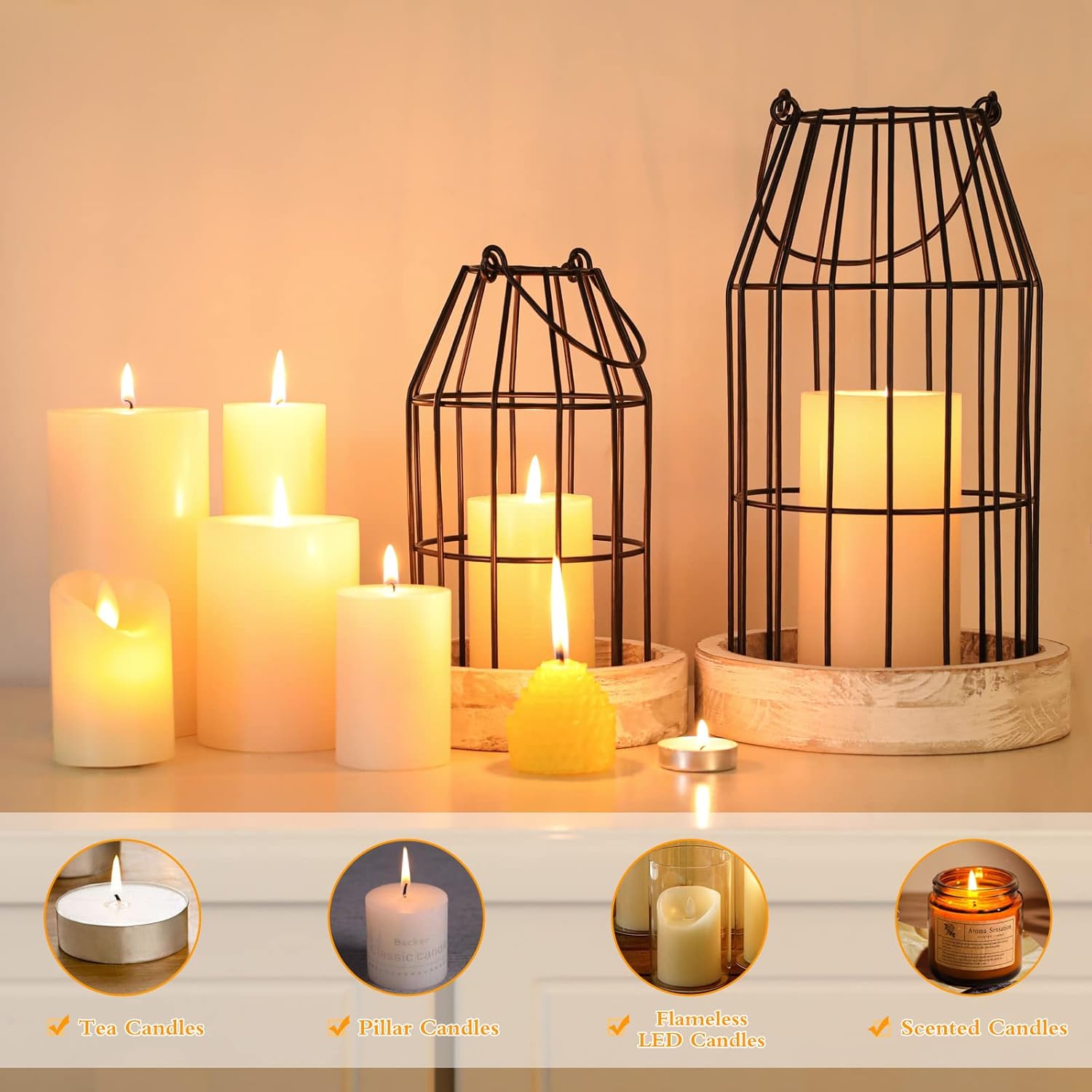 Vintage Farmhouse Black Candle — Set of 2 - View 4