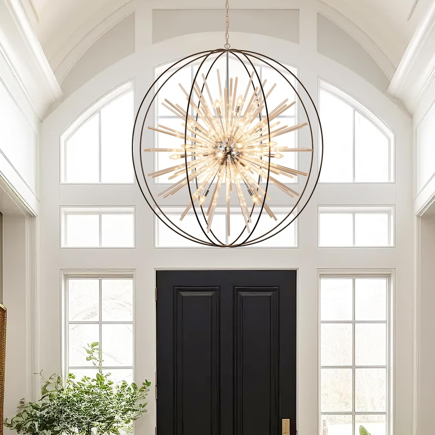 Luxe Black Chandelier — 12-Light — Globe D52"