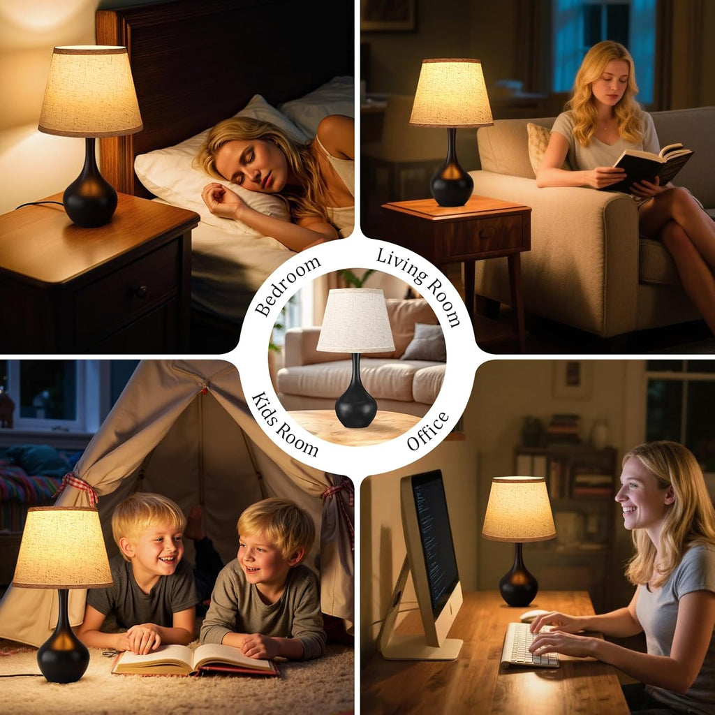 Dimmable Beige Bedside Lamp — 16.1" - View 6