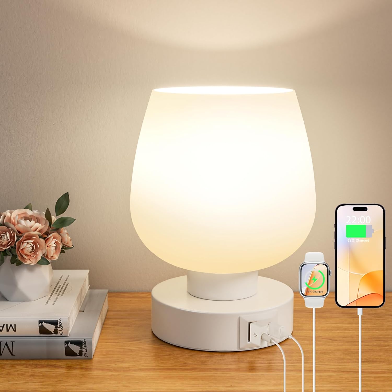 Dimmable Pink Bedside Lamp — White_1Pack