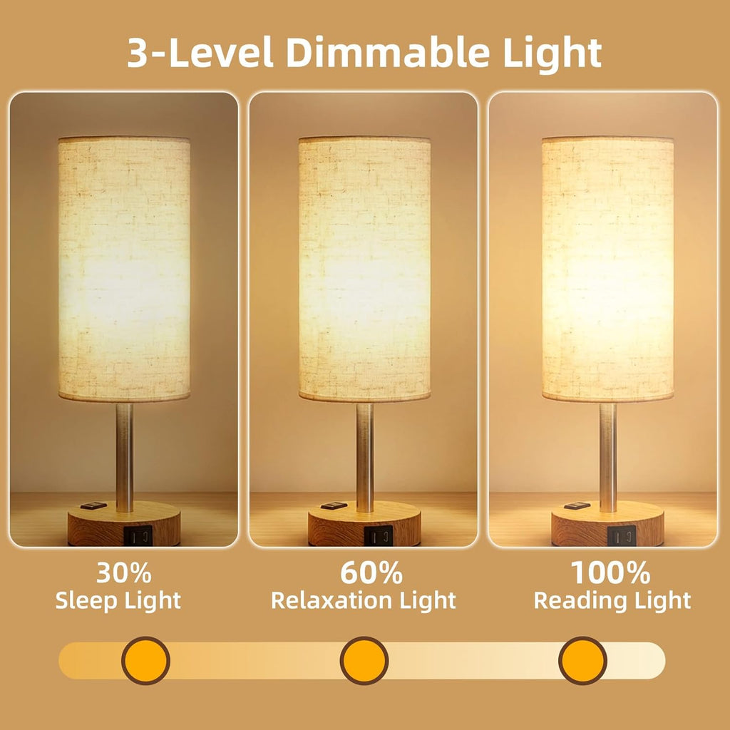 Dimmable Beige Bedside Lamp - View 3