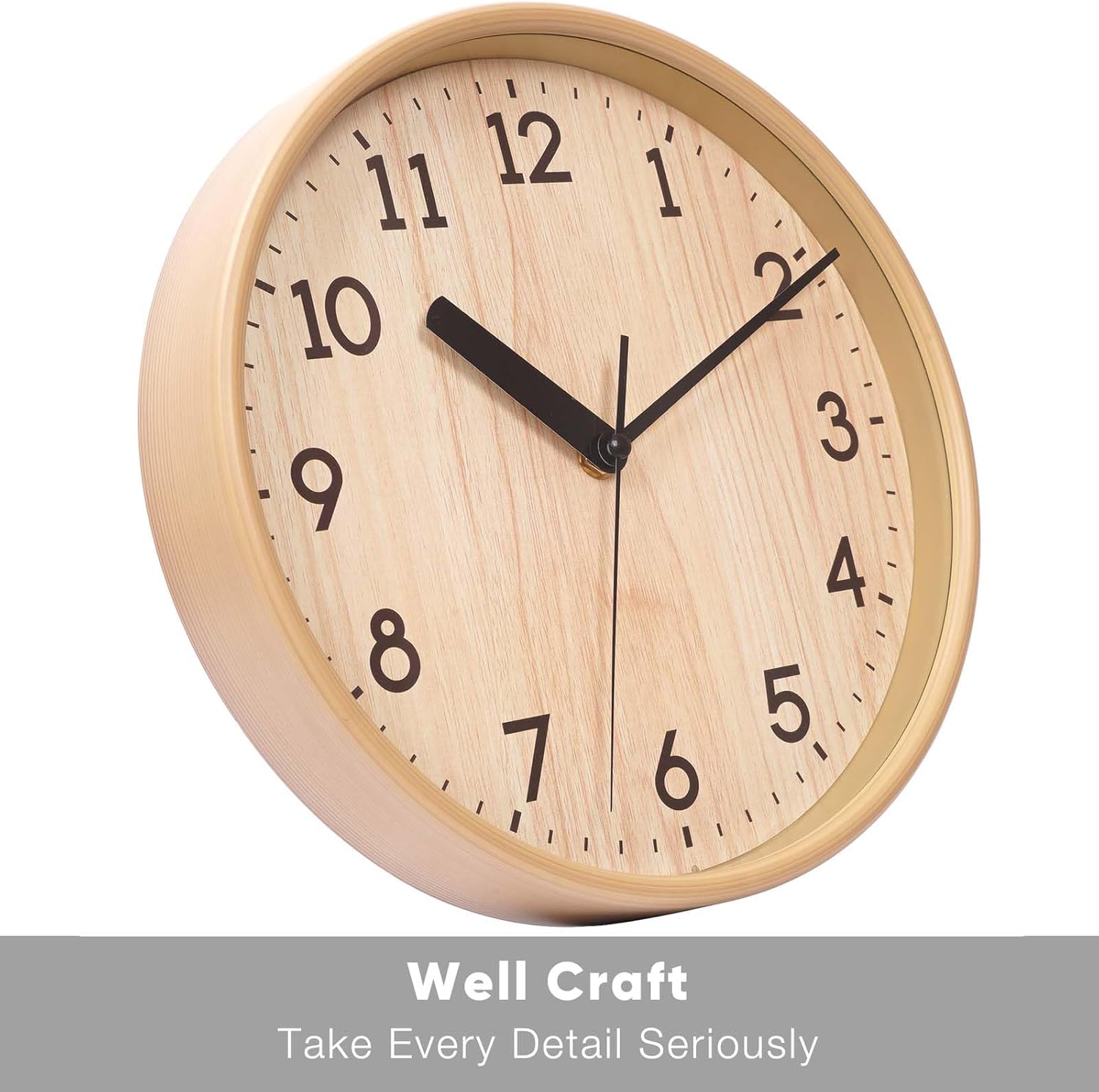 Battery Operated Farmhouse Silver Wall Clock — 10" - View 4