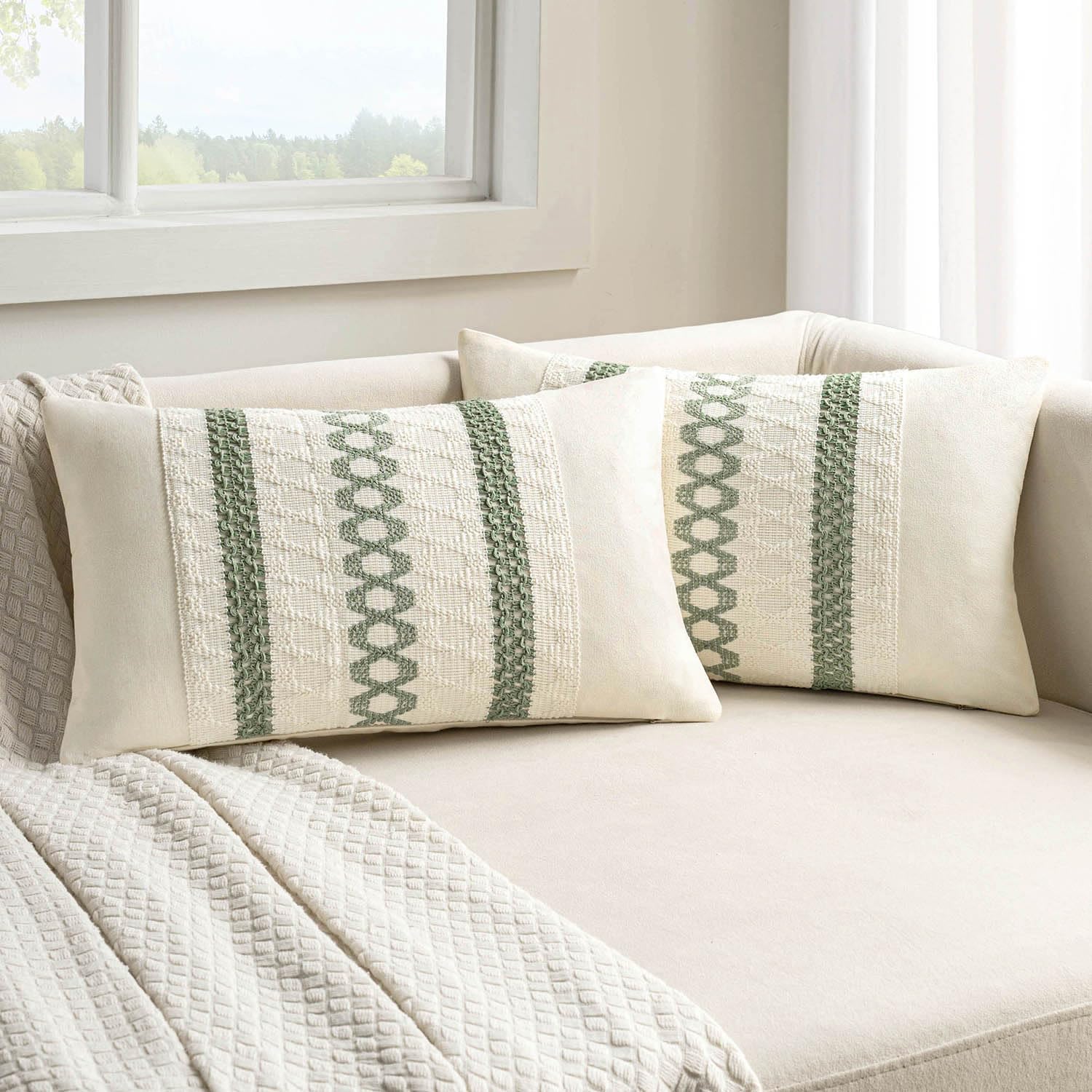 Boho Beige Pillow Cover — 16" — 20" x 12" (Pack of 2)