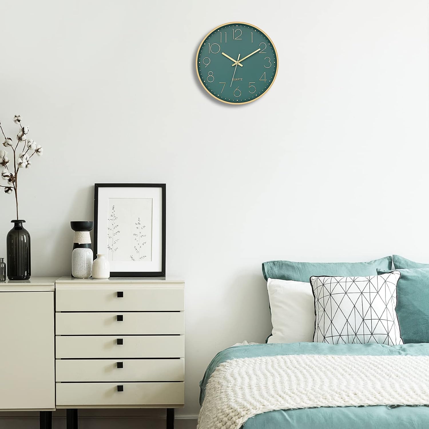 Battery Operated Luxe Black Wall Clock — 12" - View 5